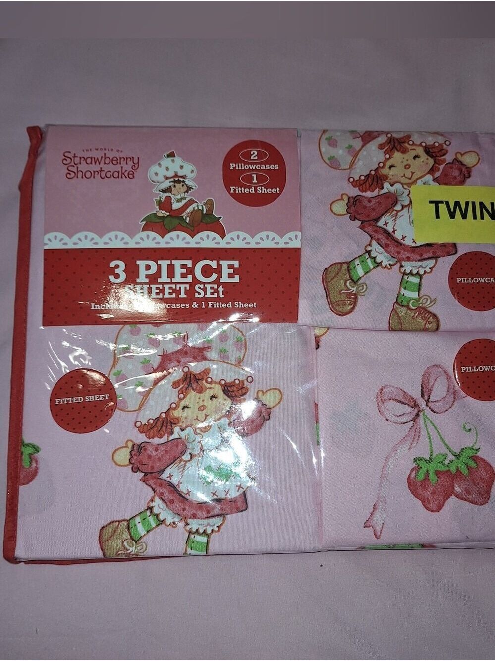 Strawberry Shortcake Twin 3-Piece Sheet Set - Pink